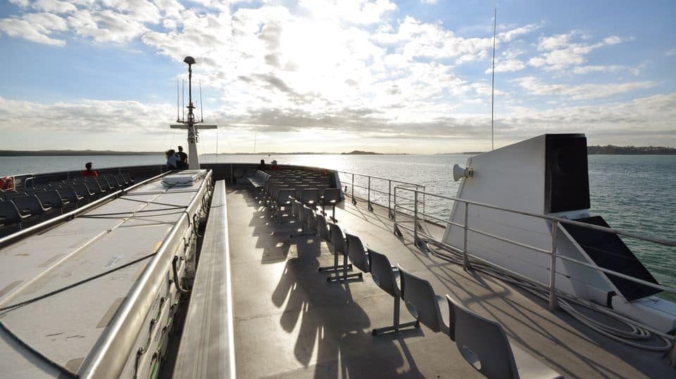On deck of the empty ferry to Waiheke