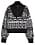 Black and white patterned knitted sweater for women with a zip and the text Alpine Ski Club from H&M